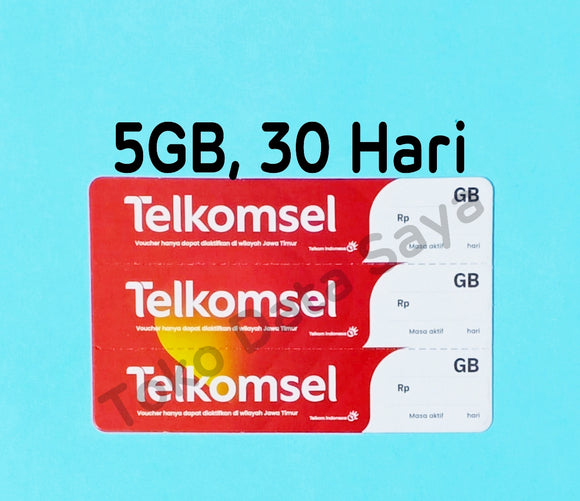 Voucher Kuota Data Telkomsel 5GB, 30 Hari (New Kuota 7GB)
