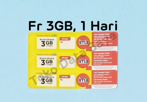 Voucher Indosat Freedom Internet 3 GB 1 Hari