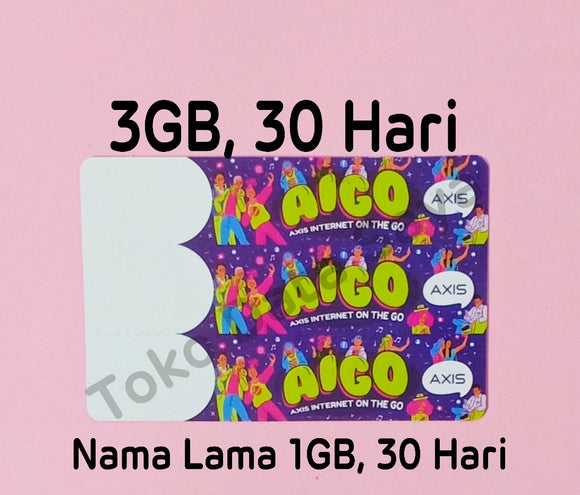 Voucher Kuota Data Axis Aigo 3GB, 28 Hari