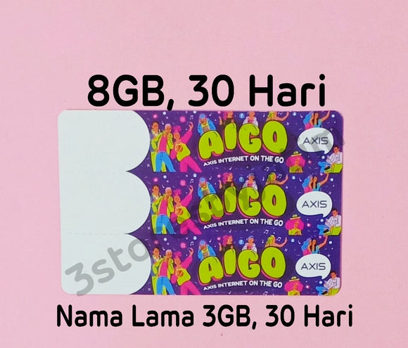 Voucher Kuota Data Axis Aigo 8GB, 28 Hari