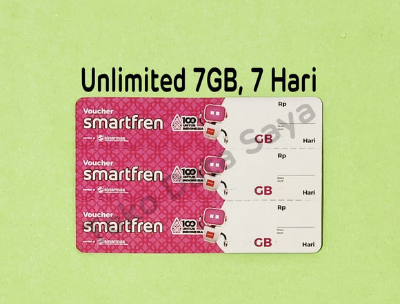 Voucher Kuota Data Smartfren Unlimited 7GB, 7 Hari (Harian 2 GB)